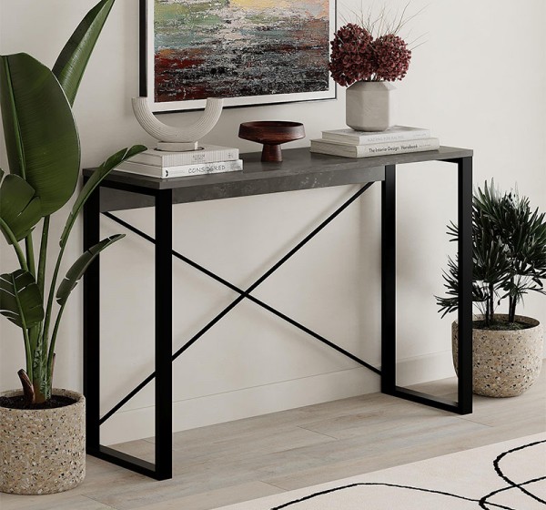 Κονσόλα Archie Megapap χρώμα γκρι ρετρό - μαύρο 110x35x75εκ.