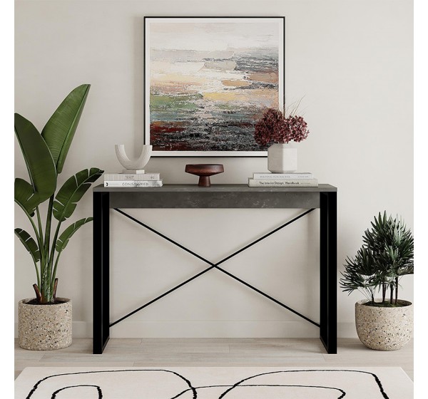 Κονσόλα Archie Megapap χρώμα γκρι ρετρό - μαύρο 110x35x75εκ.