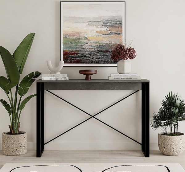 Κονσόλα Archie Megapap χρώμα γκρι ρετρό - μαύρο 110x35x75εκ.