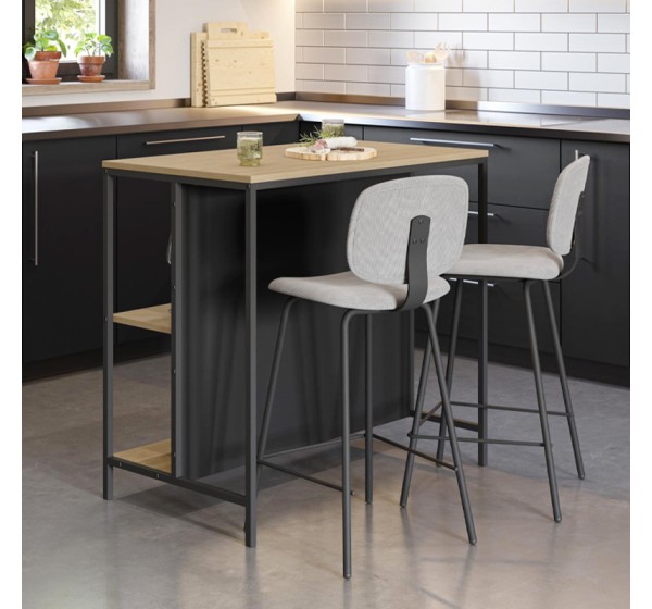 Τραπέζι μπαρ Detroit Megapap χρώμα sapphire oak - silky black 100x60x95εκ.
