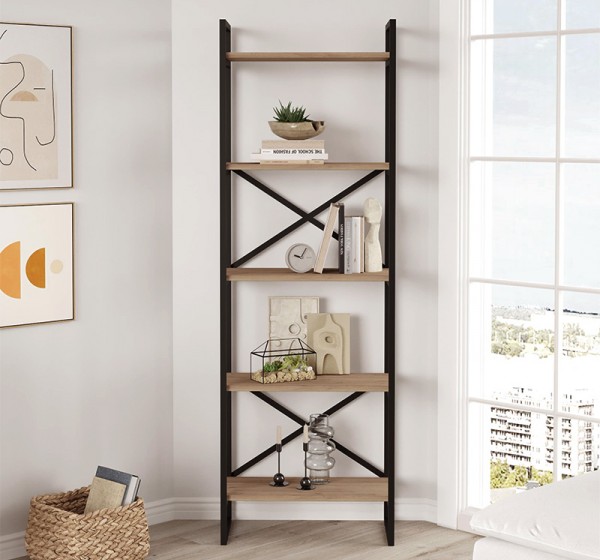 Βιβλιοθήκη Dusan Megapap χρώμα sepet oak 58x30x175εκ.