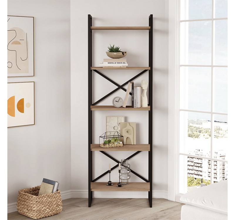 Βιβλιοθήκη Dusan Megapap χρώμα sepet oak 58x30x175εκ.