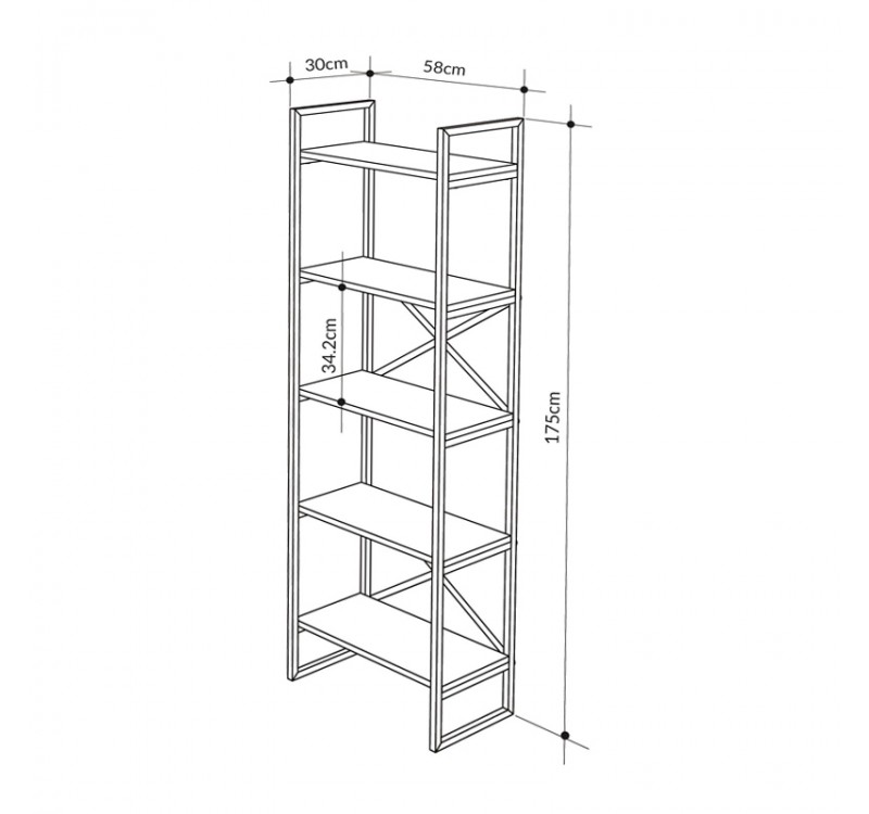 Βιβλιοθήκη Dusan Megapap χρώμα sepet oak 58x30x175εκ.