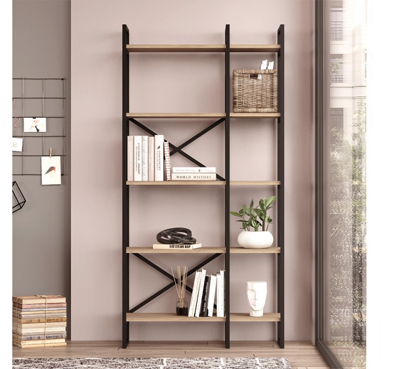 Βιβλιοθήκη Dusan Megapap χρώμα sepet oak 87,5x30x175εκ.