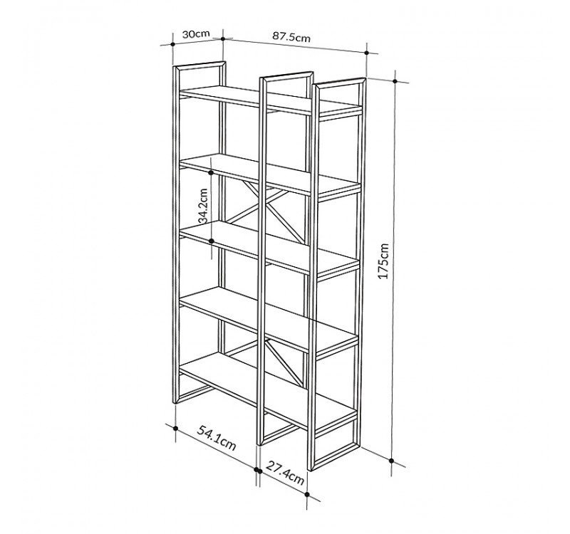 Βιβλιοθήκη Dusan Megapap χρώμα sepet oak 87,5x30x175εκ.