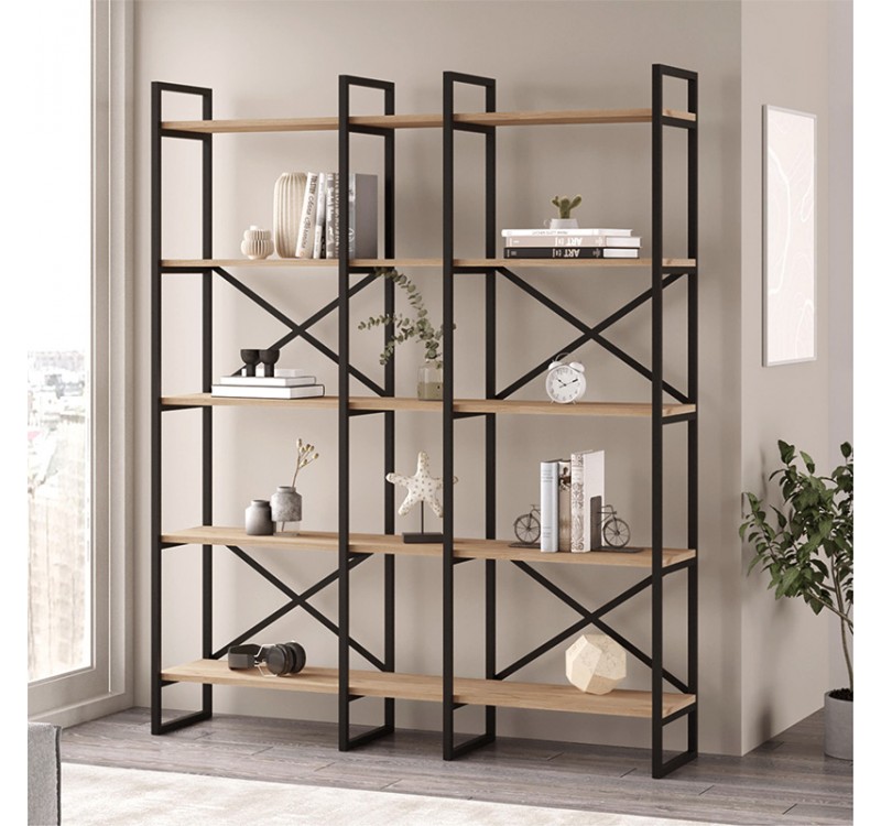 Βιβλιοθήκη Dusan Megapap χρώμα sepet oak 143,5x30x175εκ.