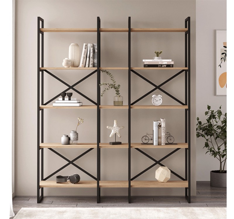 Βιβλιοθήκη Dusan Megapap χρώμα sepet oak 143,5x30x175εκ.