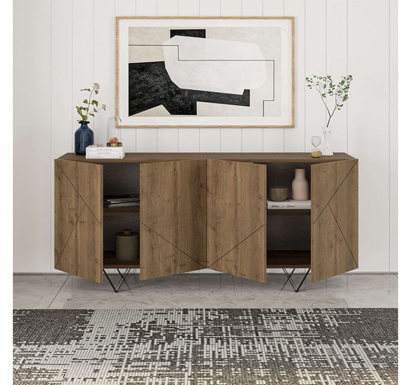 Μπουφές Jakomen Megapap χρώμα ανοιχτό καρυδί 180x41,7x80εκ.