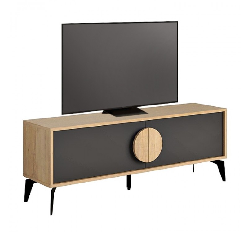 Έπιπλο τηλεόρασης Gora Megapap χρώμα sapphire oak - silky black 140x35,6x51εκ.