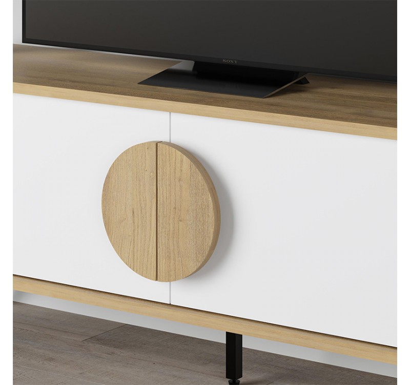 Έπιπλο τηλεόρασης Gora Megapap χρώμα sapphire oak - λευκό 140x35,6x51εκ.