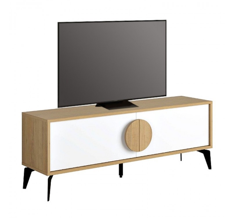 Έπιπλο τηλεόρασης Gora Megapap χρώμα sapphire oak - λευκό 140x35,6x51εκ.