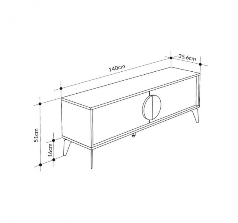 Έπιπλο τηλεόρασης Gora Megapap χρώμα sapphire oak - λευκό 140x35,6x51εκ.