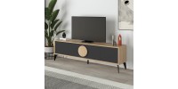 Έπιπλο τηλεόρασης Gora Megapap χρώμα sapphire oak - silky black 180x35,6x51εκ.
