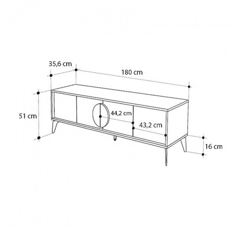 Έπιπλο τηλεόρασης Gora Megapap χρώμα sapphire oak - silky black 180x35,6x51εκ.