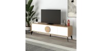 Έπιπλο τηλεόρασης Gora Megapap χρώμα sapphire oak - λευκό 180x35,6x51εκ.
