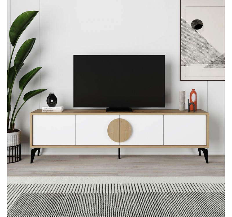 Έπιπλο τηλεόρασης Gora Megapap χρώμα sapphire oak - λευκό 180x35,6x51εκ.