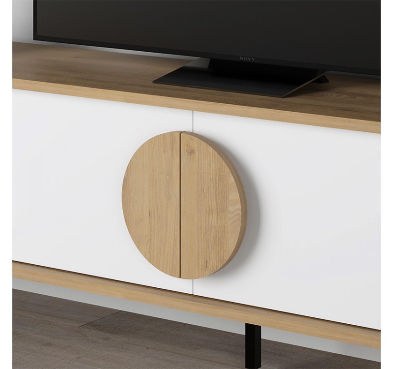Έπιπλο τηλεόρασης Gora Megapap χρώμα sapphire oak - λευκό 180x35,6x51εκ.