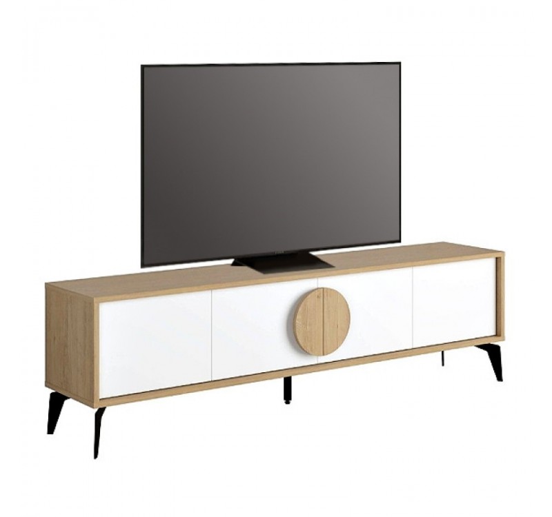 Έπιπλο τηλεόρασης Gora Megapap χρώμα sapphire oak - λευκό 180x35,6x51εκ.