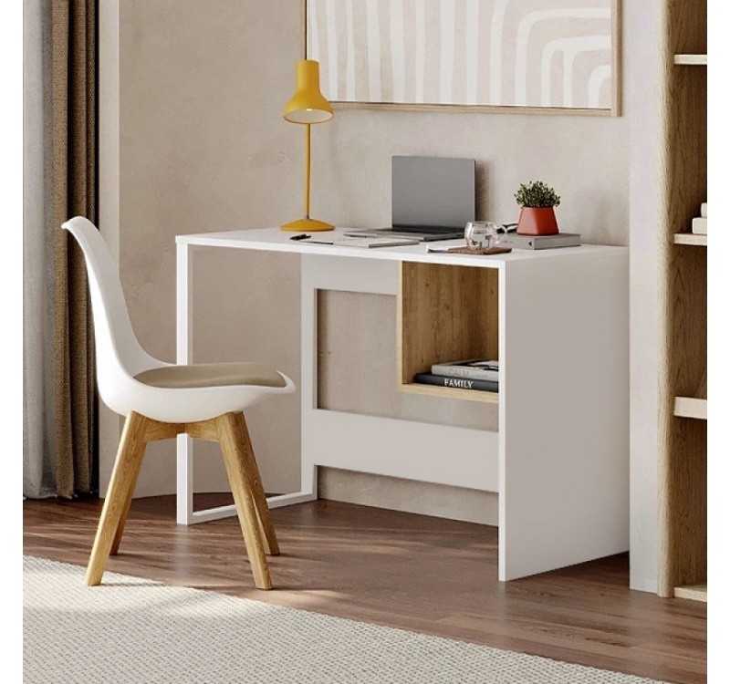 Γραφείο εργασίας Cubo Megapap χρώμα λευκό - sapphire oak 110x50x75εκ.
