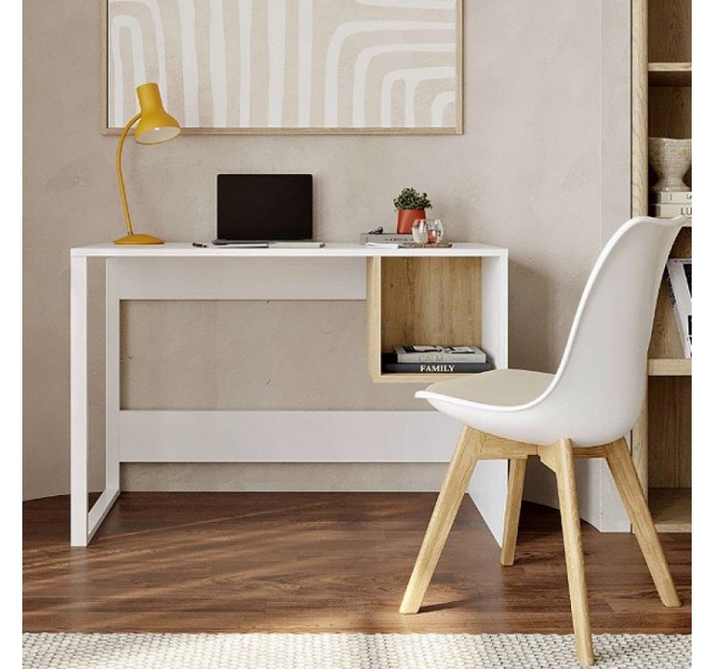 Γραφείο εργασίας Cubo Megapap χρώμα λευκό - sapphire oak 110x50x75εκ.