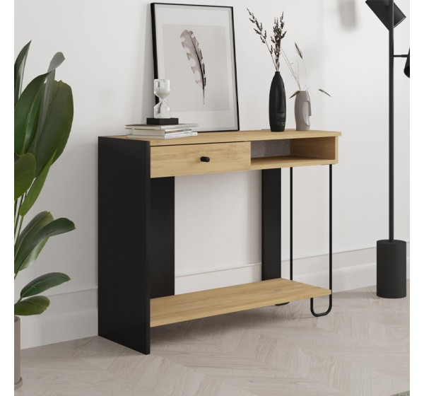 Κονσόλα Sirius Megapap χρώμα sapphire oak - silky black 100x35x79εκ.