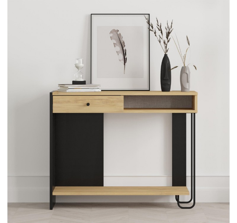 Κονσόλα Sirius Megapap χρώμα sapphire oak - silky black 100x35x79εκ.