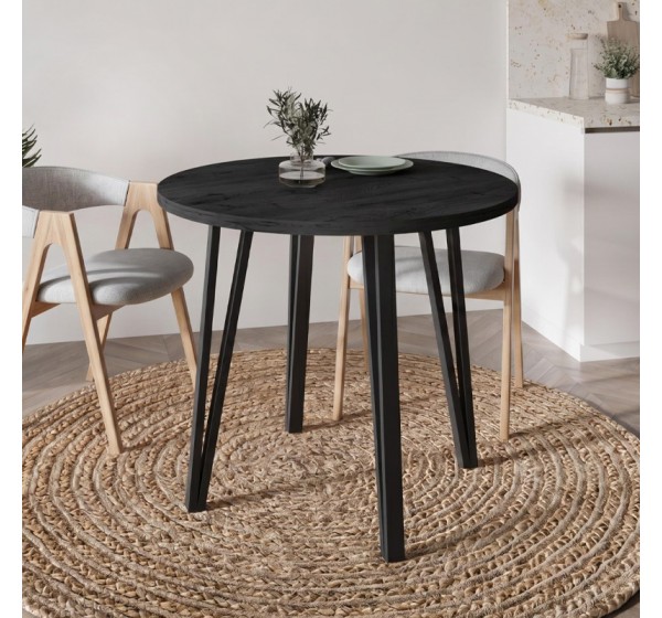Τραπέζι Xana Megapap χρώμα black wood Ø90x77,5εκ.