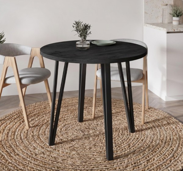Τραπέζι Xana Megapap χρώμα black wood Ø90x77,5εκ.