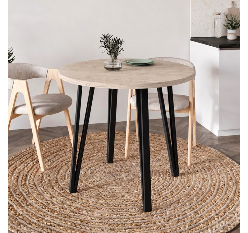 Τραπέζι Xana Megapap χρώμα travertine Ø90x77,5εκ.