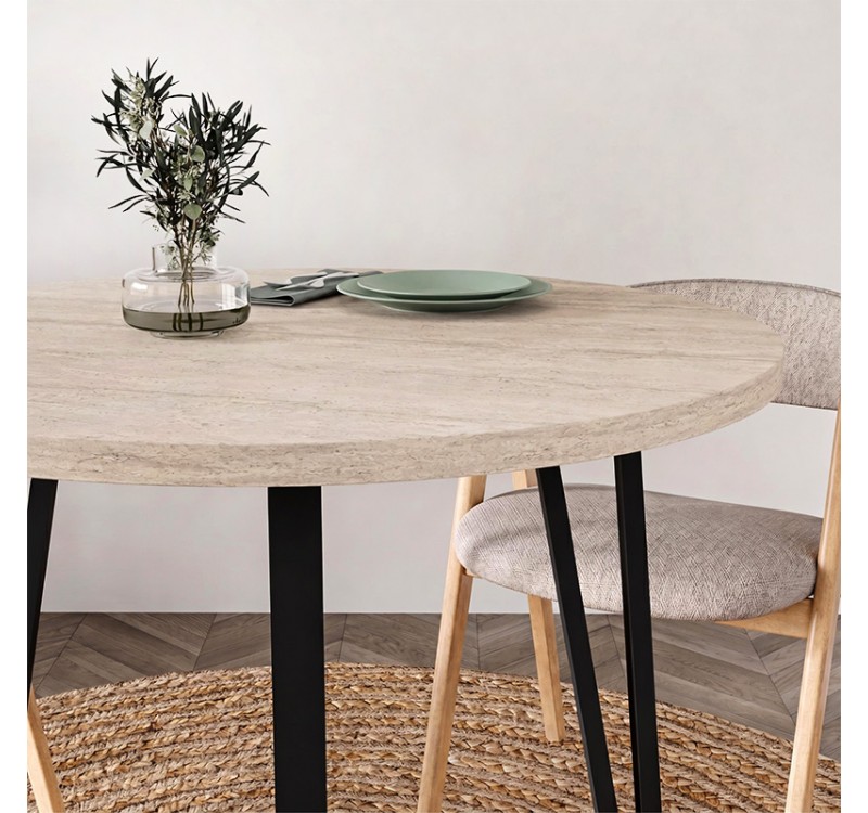 Τραπέζι Xana Megapap χρώμα travertine Ø90x77,5εκ.