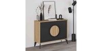 Μπουφές Gora Megapap χρώμα sapphire oak - silky black 110x40x82εκ.