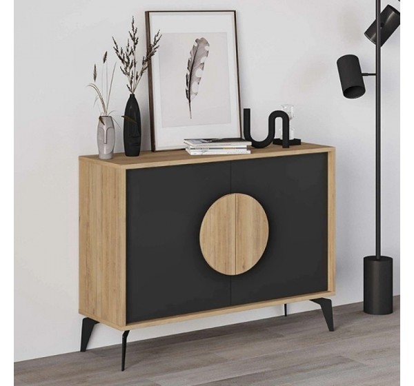 Μπουφές Gora Megapap χρώμα sapphire oak - silky black 110x40x82εκ.