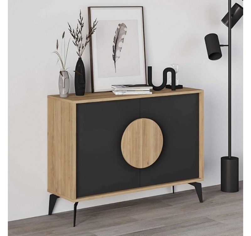 Μπουφές Gora Megapap χρώμα sapphire oak - silky black 110x40x82εκ.