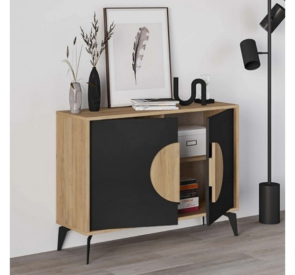 Μπουφές Gora Megapap χρώμα sapphire oak - silky black 110x40x82εκ.