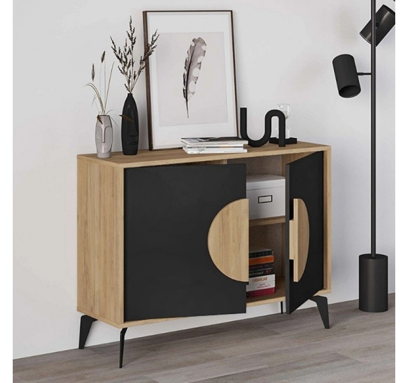 Μπουφές Gora Megapap χρώμα sapphire oak - silky black 110x40x82εκ.