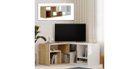 Έπιπλο τηλεόρασης Glis Megapap πολυμορφικό χρώμα sapphire oak - λευκό 145x35x44,8εκ.