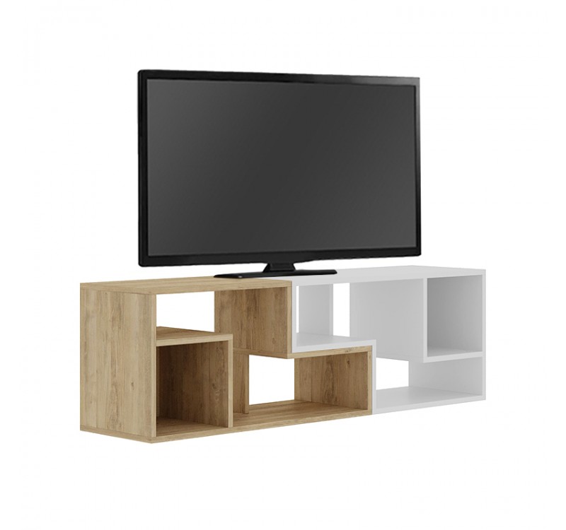 Έπιπλο τηλεόρασης Glis Megapap πολυμορφικό χρώμα sapphire oak - λευκό 145x35x44,8εκ.