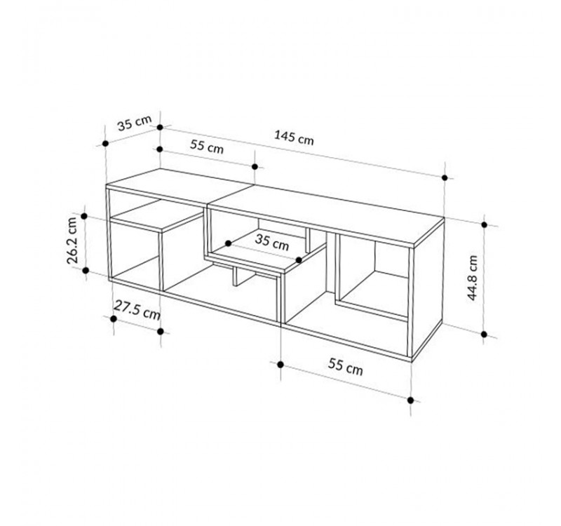 Έπιπλο τηλεόρασης Glis Megapap πολυμορφικό χρώμα sapphire oak - λευκό 145x35x44,8εκ.