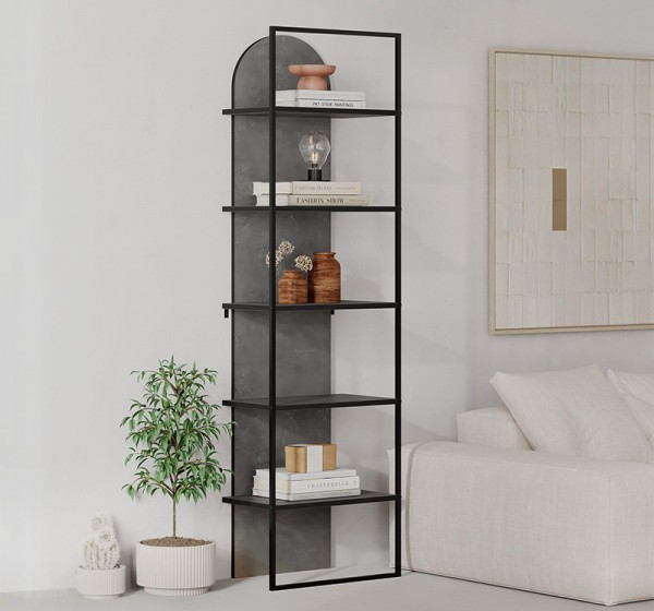 Βιβλιοθήκη Archy Megapap χρώμα γκρι ρετρό 53x31,7x180εκ.