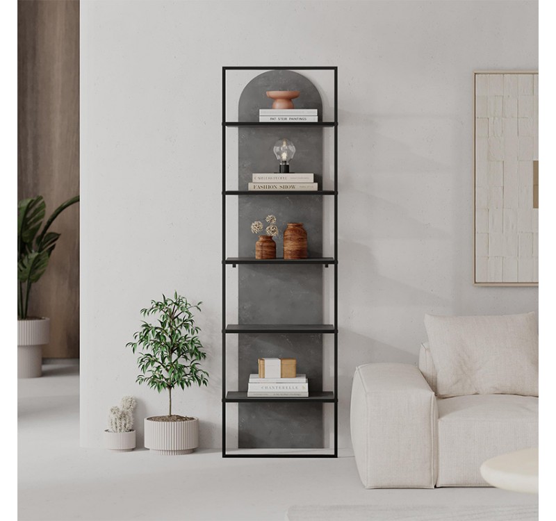 Βιβλιοθήκη Archy Megapap χρώμα γκρι ρετρό 53x31,7x180εκ.