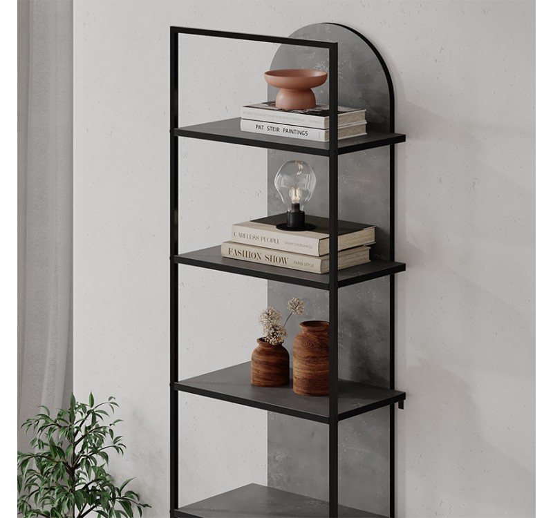 Βιβλιοθήκη Archy Megapap χρώμα γκρι ρετρό 53x31,7x180εκ.