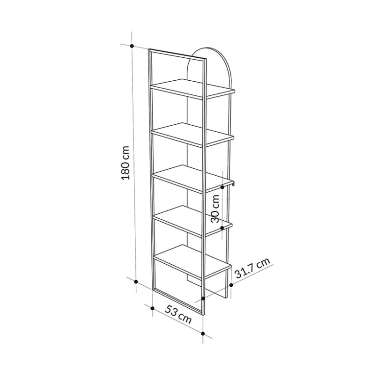 Βιβλιοθήκη Archy Megapap χρώμα ανοιχτό καρυδί 53x31,7x180εκ.