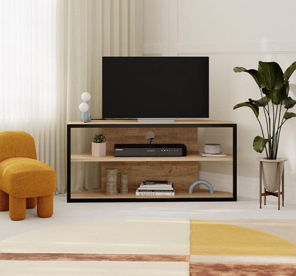 Έπιπλο τηλεόρασης γωνιακό Echo Megapap χρώμα sapphire oak 98x37x45εκ.