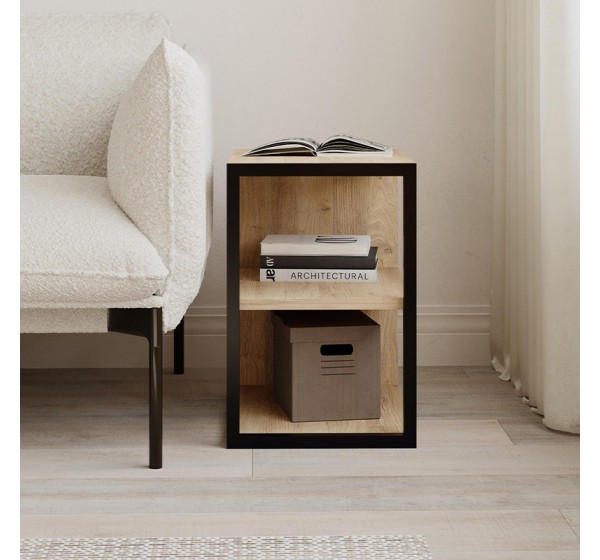 Τραπεζάκι βοηθητικό - Κομοδίνο Echo Megapap χρώμα sapphire oak 30x42x45εκ.