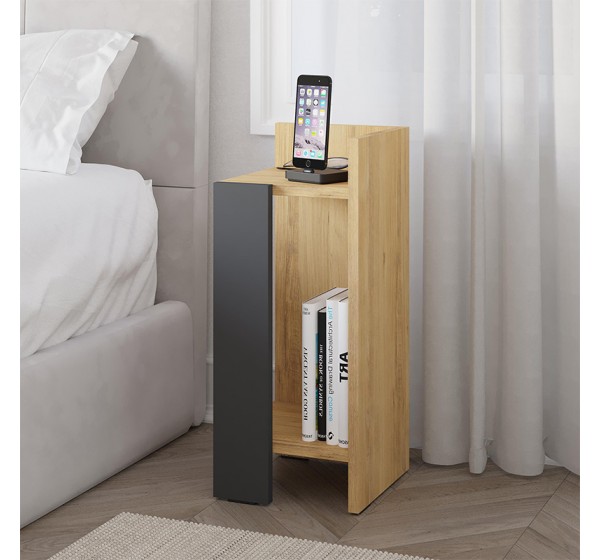 Κομοδίνο Elos Megapap δεξί χρώμα sapphire oak - ανθρακί 25x27x60εκ.