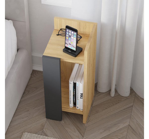 Κομοδίνο Elos Megapap δεξί χρώμα sapphire oak - ανθρακί 25x27x60εκ.