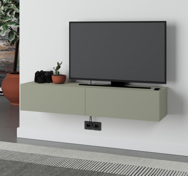 Έπιπλο τηλεόρασης επιτοίχιο Francy Megapap χρώμα ash green 135x31,7x25εκ.