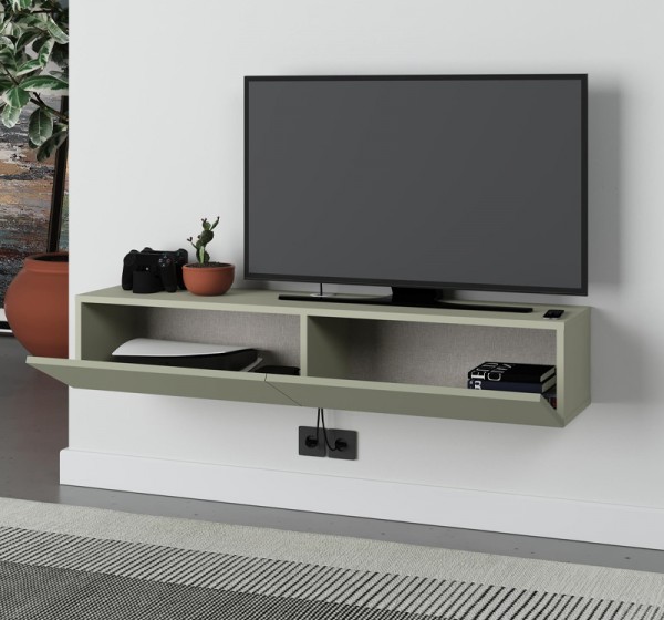 Έπιπλο τηλεόρασης επιτοίχιο Francy Megapap χρώμα ash green 135x31,7x25εκ.