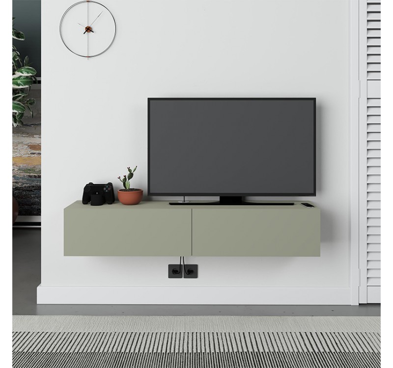 Έπιπλο τηλεόρασης επιτοίχιο Francy Megapap χρώμα ash green 135x31,7x25εκ.