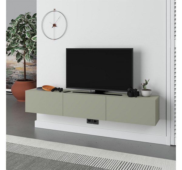 Έπιπλο τηλεόρασης επιτοίχιο Francy Megapap χρώμα ash green 180x30x30εκ.